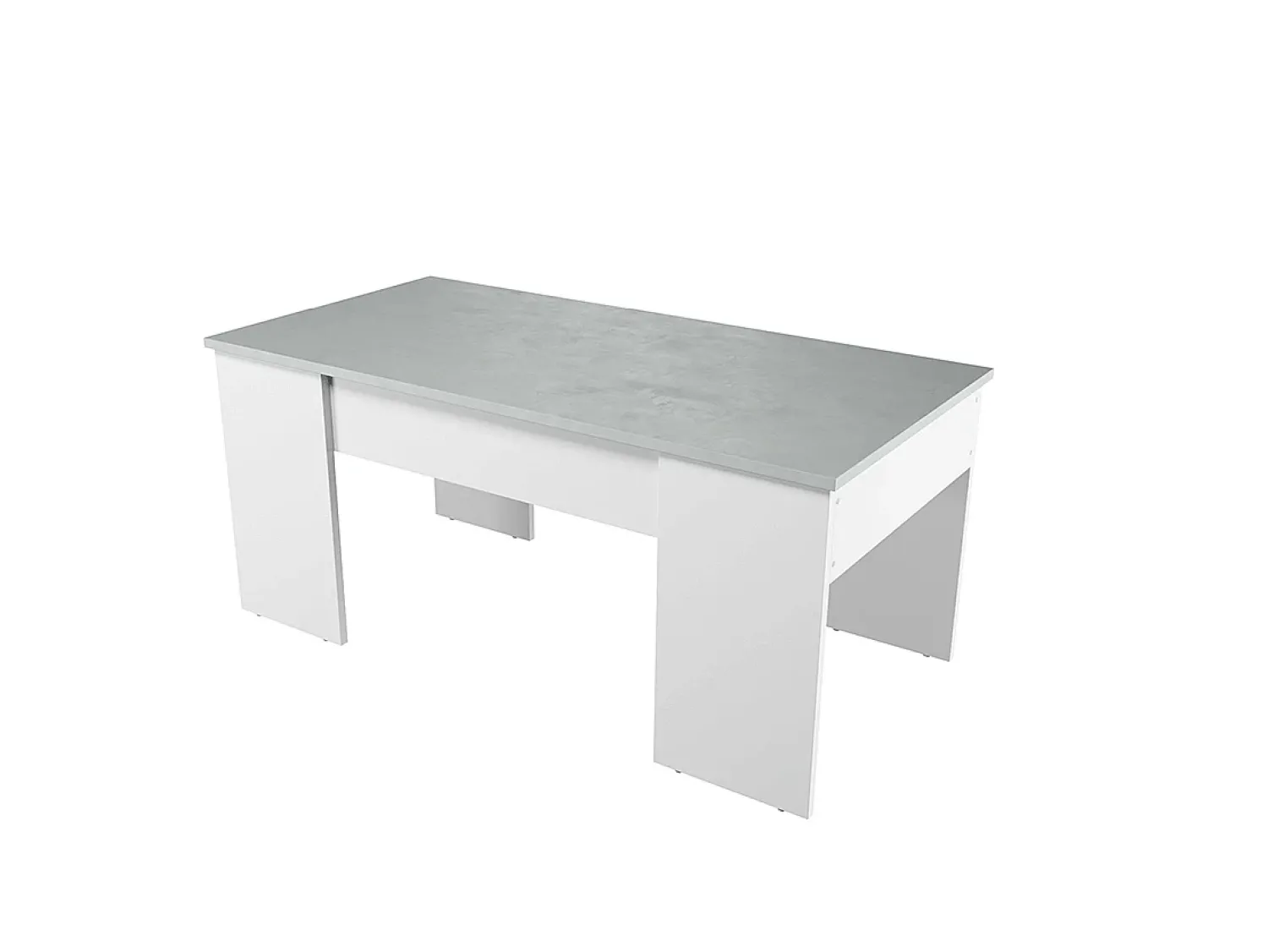 Mesa De Centro|Loungitude Mesa de centro elevatória Artik de cimento branco com pés de melamina, 100x50x45 cm Cinzento