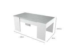 Mesa De Centro|Loungitude Mesa de centro elevatória Artik de cimento branco com pés de melamina, 100x50x45 cm Cinzento