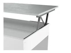 Mesa De Centro|Loungitude Mesa de centro elevatória Artik de cimento branco com pés de melamina, 100x50x45 cm Cinzento