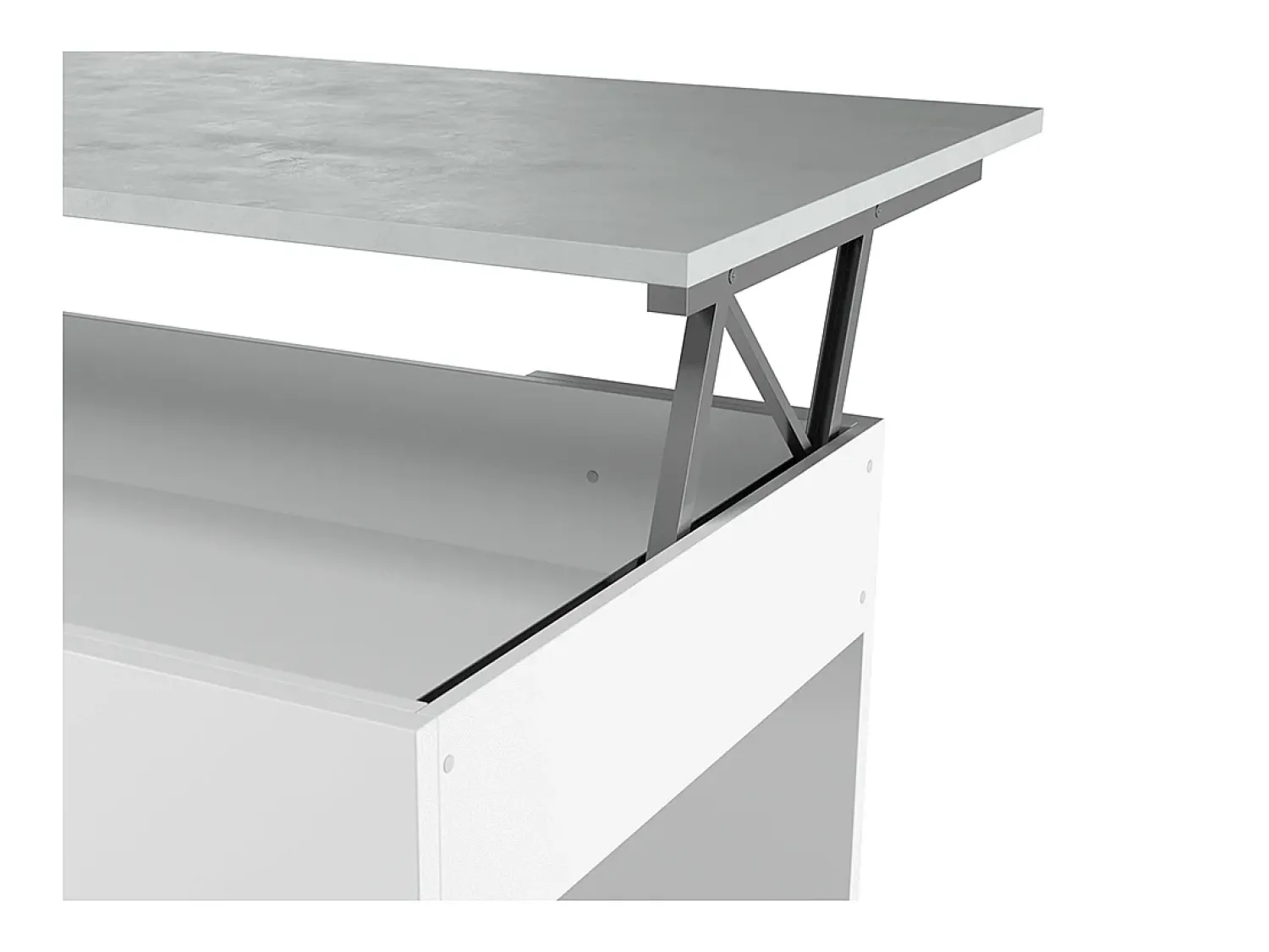 Mesa De Centro|Loungitude Mesa de centro elevatória Artik de cimento branco com pés de melamina, 100x50x45 cm Cinzento