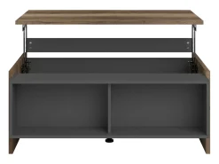 Mesa de centro elevatória Opec com 2 prateleiras, cinza/carvalho, 47x110x65 cm, sala de estar^ Mesa De Centro