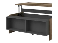 Mesa de centro elevatória Opec com 2 prateleiras, cinza/carvalho, 47x110x65 cm, sala de estar^ Mesa De Centro