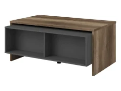 Mesa de centro elevatória Opec com 2 prateleiras, cinza/carvalho, 47x110x65 cm, sala de estar^ Mesa De Centro