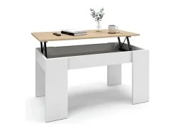 Mesa De Centro|duehome Mesa de centro elevatória Norak artik em carvalho canadiano e branco Norak Natural claro / Branco