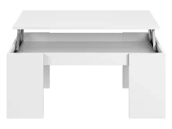 Calicosy Mesa de centro elevatória Kendra brilhante 43x100x50 cm Branco