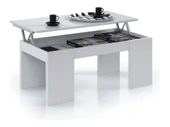 Calicosy Mesa de centro elevatória Kendra brilhante 43x100x50 cm Branco