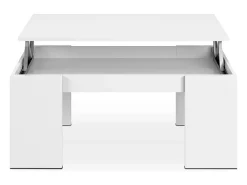 Calicosy Mesa de centro elevatória Kendra brilhante 43x100x50 cm Branco