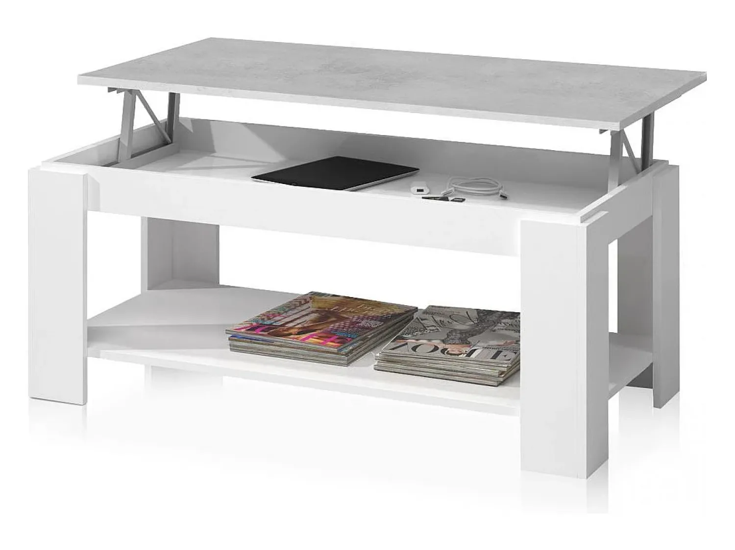 Mesa De Centro*duehome Mesa de centro elevatória Ambit Cinzento claro / Branco