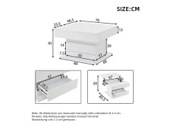 Mesa De Centro*ModernLuxe Mesa de centro elevatória 70x70x45cm - Tampos giratórios 360° - com 1 gaveta - Armazenamento oculto - Acabamento brilhante - Branco