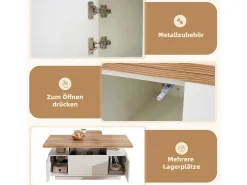 Sale Merax Mesa de centro elevatória moderna - 100 x 50 x 40 cm - com 2 portas + armazenamento oculto - aglomerado - Branco
