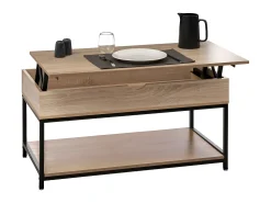 Five Mesa de centro elevatória Aliaj em preto e carvalho claro, 95 x 50 cm^ Mesa De Centro