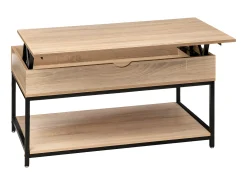 Five Mesa de centro elevatória Aliaj em preto e carvalho claro, 95 x 50 cm^ Mesa De Centro