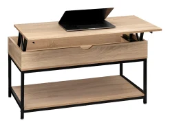 Five Mesa de centro elevatória Aliaj em preto e carvalho claro, 95 x 50 cm^ Mesa De Centro