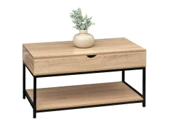 Five Mesa de centro elevatória Aliaj em preto e carvalho claro, 95 x 50 cm^ Mesa De Centro