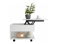 Discount TuHome Mesa de centro elevatória Luanda, com rodízios, 38.86 cm X 54.86 cm X 49.78 cm , Branco