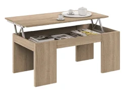 Mesa De Centro|Calicosy Mesa de centro elevatória para sala de estar e sala de jantar, carvalho canadense, 43 x 100 x 50 cm Natural claro