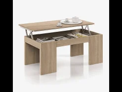 Mesa De Centro|Calicosy Mesa de centro elevatória para sala de estar e sala de jantar, carvalho canadense, 43 x 100 x 50 cm Natural claro