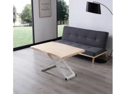 duehome Mesa de centro elevatória Lada Fit Natural claro / Branco