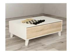 Loungitude Mesa de centro elevatória com armazenamento integrado em painéis de partículas certificados PEFC - Zaiken Plus^ Mesa De Centro