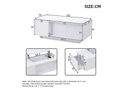 Discount Merax Mesa de centro elevatória - 100 x 50 x 40 cm - com arrumação oculta + LEDs + 1 gaveta - aglomerado - Branco