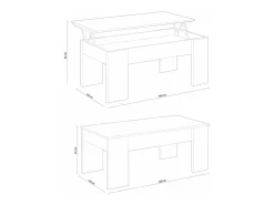 Loungitude Mesa de centro elevável Artik branca (mate) 45-56x100x50 cm^ Mesa De Centro