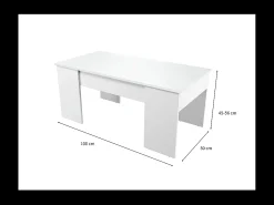 Loungitude Mesa de centro elevável Artik branca (mate) 45-56x100x50 cm^ Mesa De Centro