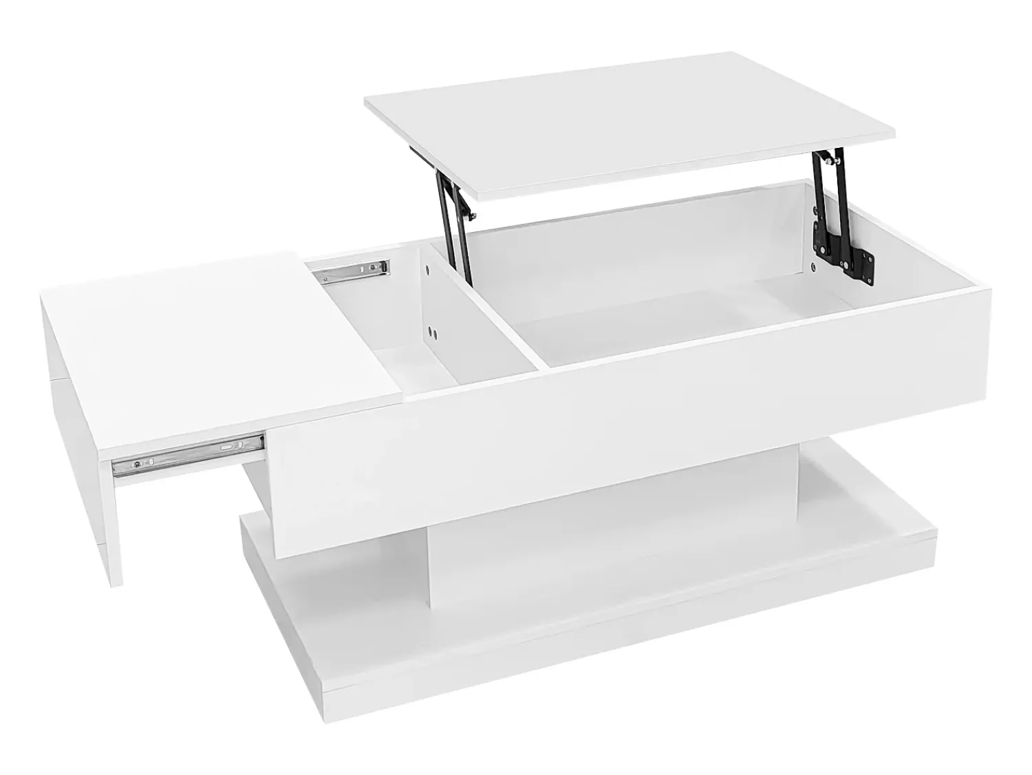 ModernLuxe Mesa de centro elevável com LED - com espaço de arrumação e tampo semi-elevável -^ Mesa De Centro