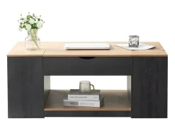 Outlet ModernLuxe Mesa de centro elevável em MDF - com espaço de arrumação por baixo da mesa - Cinzento Cinzento / Natural claro