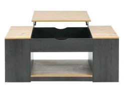 Outlet ModernLuxe Mesa de centro elevável em MDF - com espaço de arrumação por baixo da mesa - Cinzento Cinzento / Natural claro