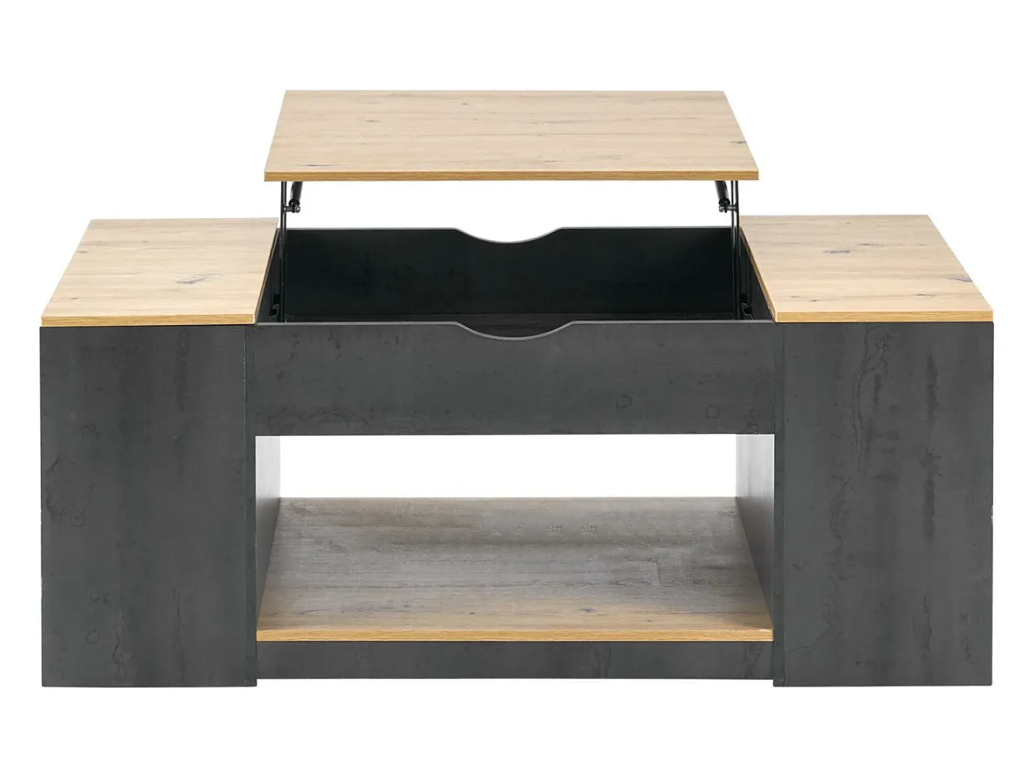 Outlet ModernLuxe Mesa de centro elevável em MDF - com espaço de arrumação por baixo da mesa - Cinzento Cinzento / Natural claro