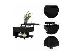Mesa De Centro|TuHome Mesa de centro elevável Luanda, com rodízios, 38.86 cm X 54.86 cm X 49.78 cm , Preto