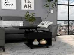Mesa De Centro|TuHome Mesa de centro elevável Luanda, com rodízios, 38.86 cm X 54.86 cm X 49.78 cm , Preto