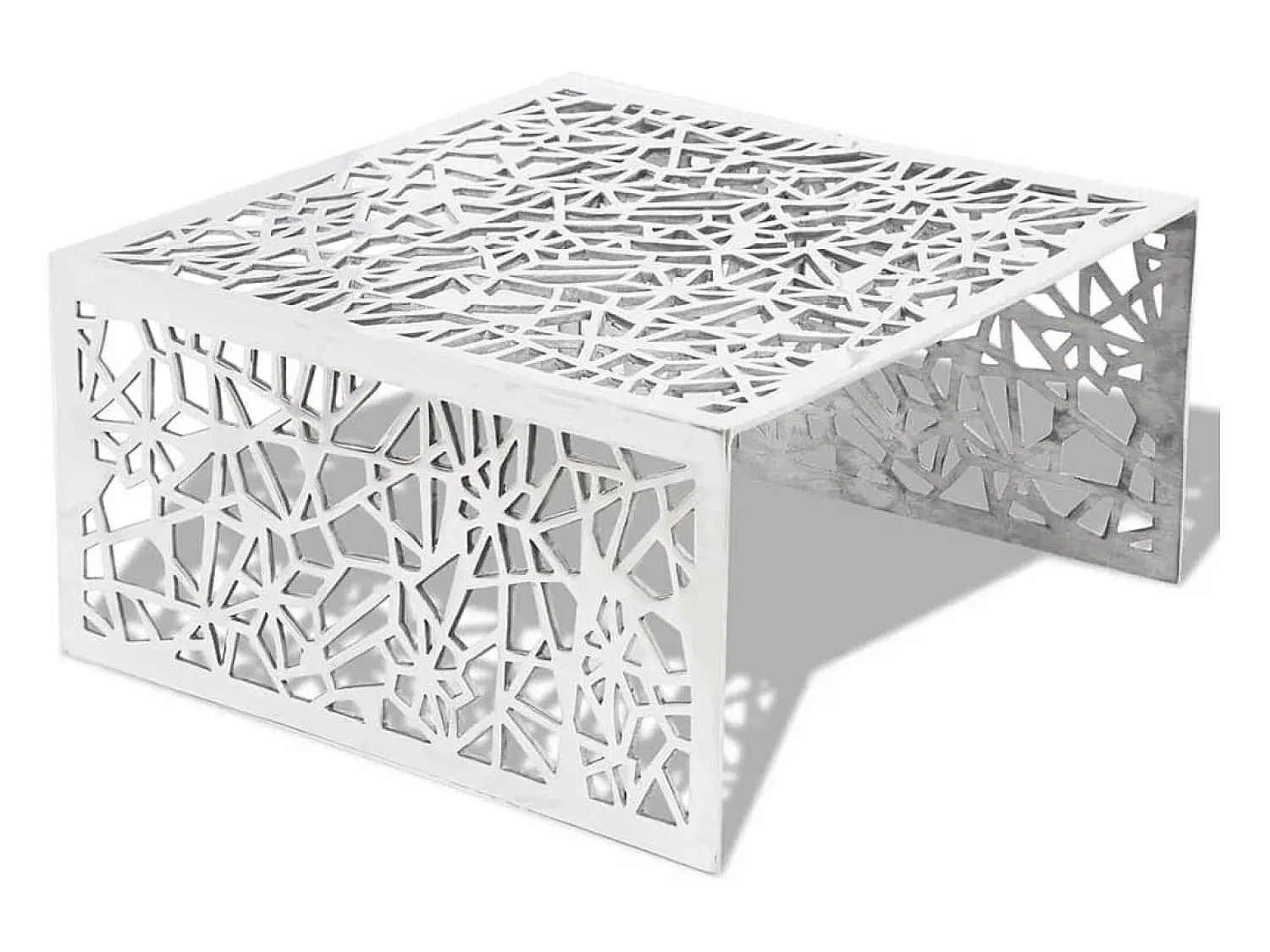 Mesa De Centro|vidaxl Mesa de centro em alumínio, design aberto e geométrico Prateado