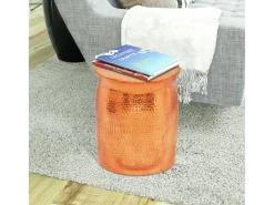 Mesa De Apoio| Mesa de centro em alumínio martelado, cor de latão/cobre PT804921 Dourado