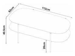 Mesa De Centro|Helloshop26 Mesa de centro em aço 112 x 62 x 41 cm preto fosco 03_0008436 Cinzento