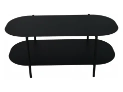 Mesa De Centro|Helloshop26 Mesa de centro em aço 112 x 62 x 41 cm preto fosco 03_0008436 Cinzento