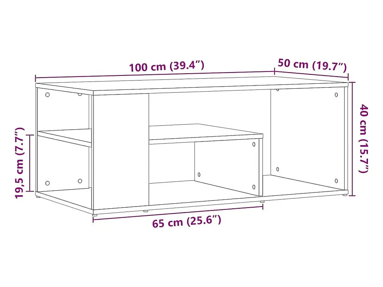 Mesa De Centro|vidaxl Mesa de centro em carvalho artesanal 100x50x40 cm Natural claro