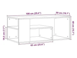Mesa De Centro|vidaxl Mesa de centro em carvalho artesanal 100x50x40 cm Natural claro