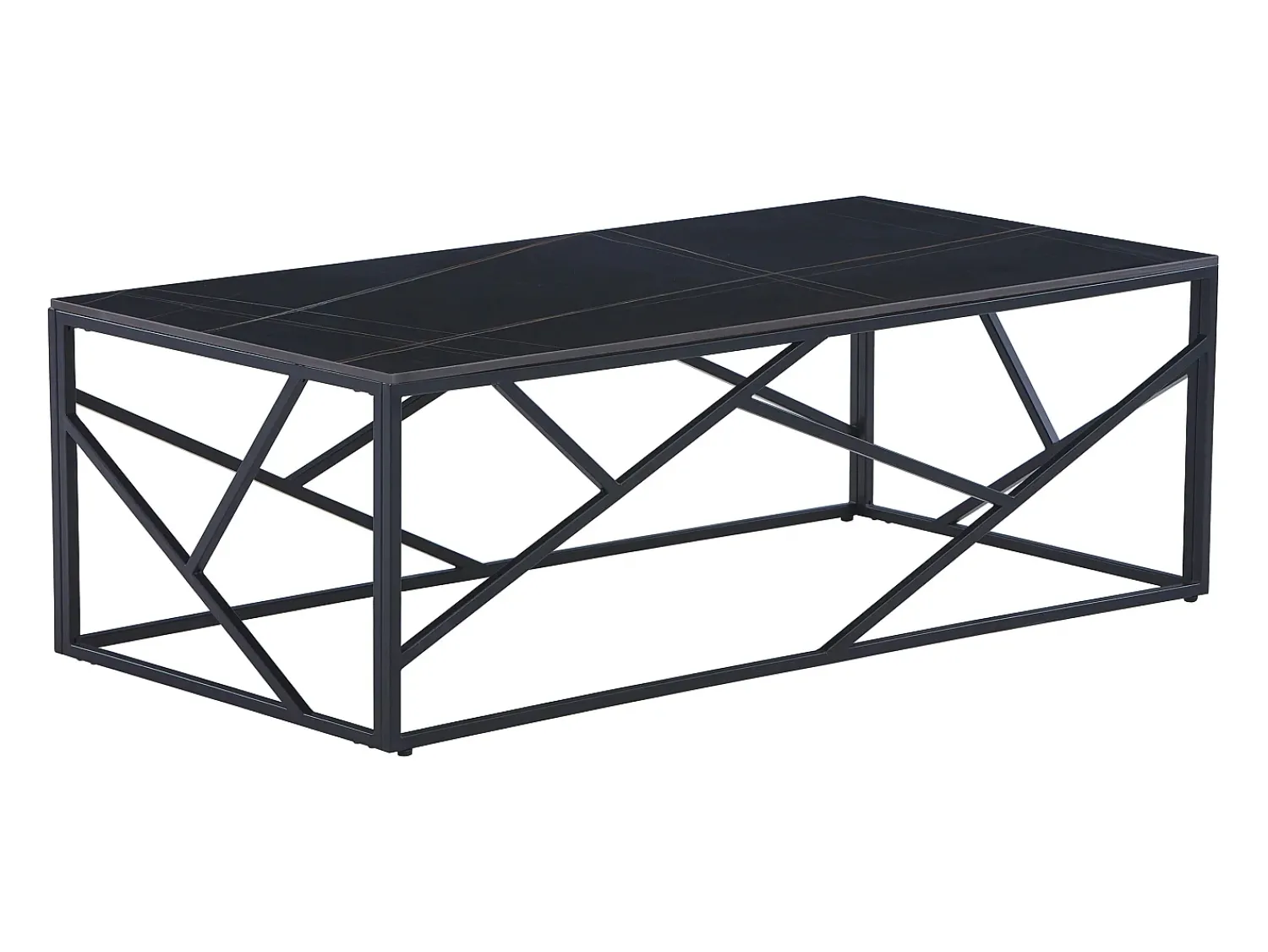 Mesa De Centro*Vente-unique Mesa de centro em cerâmica e metal - Efeito mármore - MELRONE por Pascal Morabito Preto