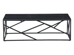 Mesa De Centro*Vente-unique Mesa de centro em cerâmica e metal - Efeito mármore - MELRONE por Pascal Morabito Preto