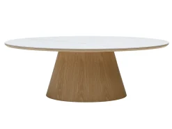 Mesa De Centro*Vente-unique Mesa de centro em cerâmica e MDF - Efeito mármore branco e natural claro - ANTELADA Natural claro / Branco