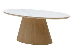 Mesa De Centro*Vente-unique Mesa de centro em cerâmica e MDF - Efeito mármore branco e natural claro - ANTELADA Natural claro / Branco