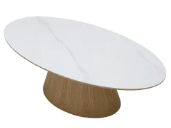 Mesa De Centro*Vente-unique Mesa de centro em cerâmica e MDF - Efeito mármore branco e natural claro - ANTELADA Natural claro / Branco