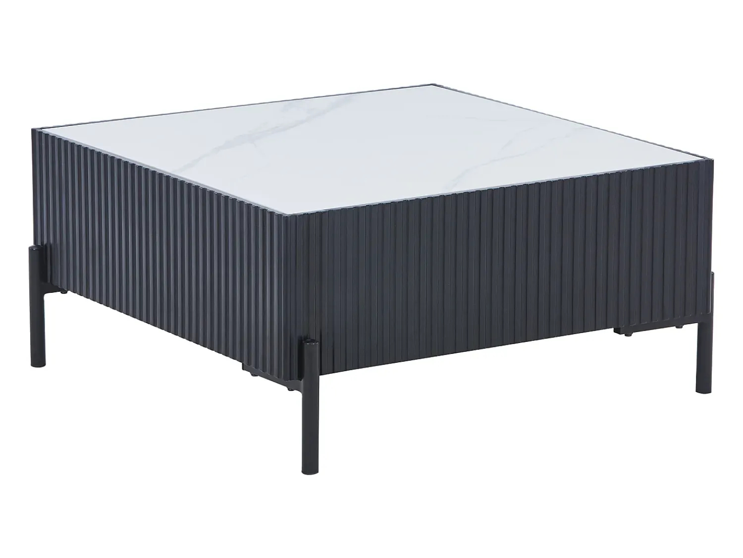 Mesa De Centro*Vente-unique Mesa de centro em cerâmica, MDF e metal - Preto e branco - CYNDORA Preto / Branco