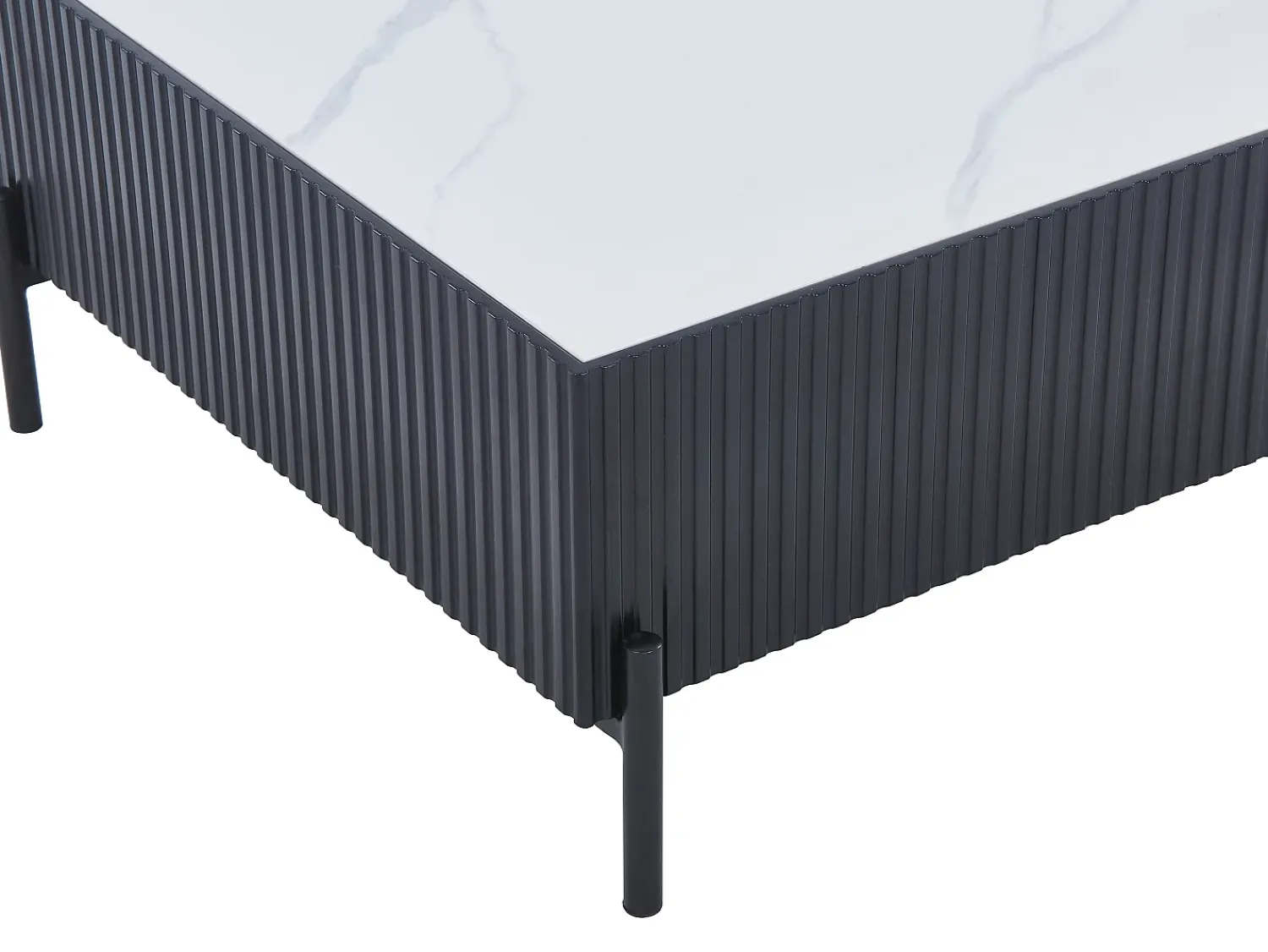 Mesa De Centro*Vente-unique Mesa de centro em cerâmica, MDF e metal - Preto e branco - CYNDORA Preto / Branco