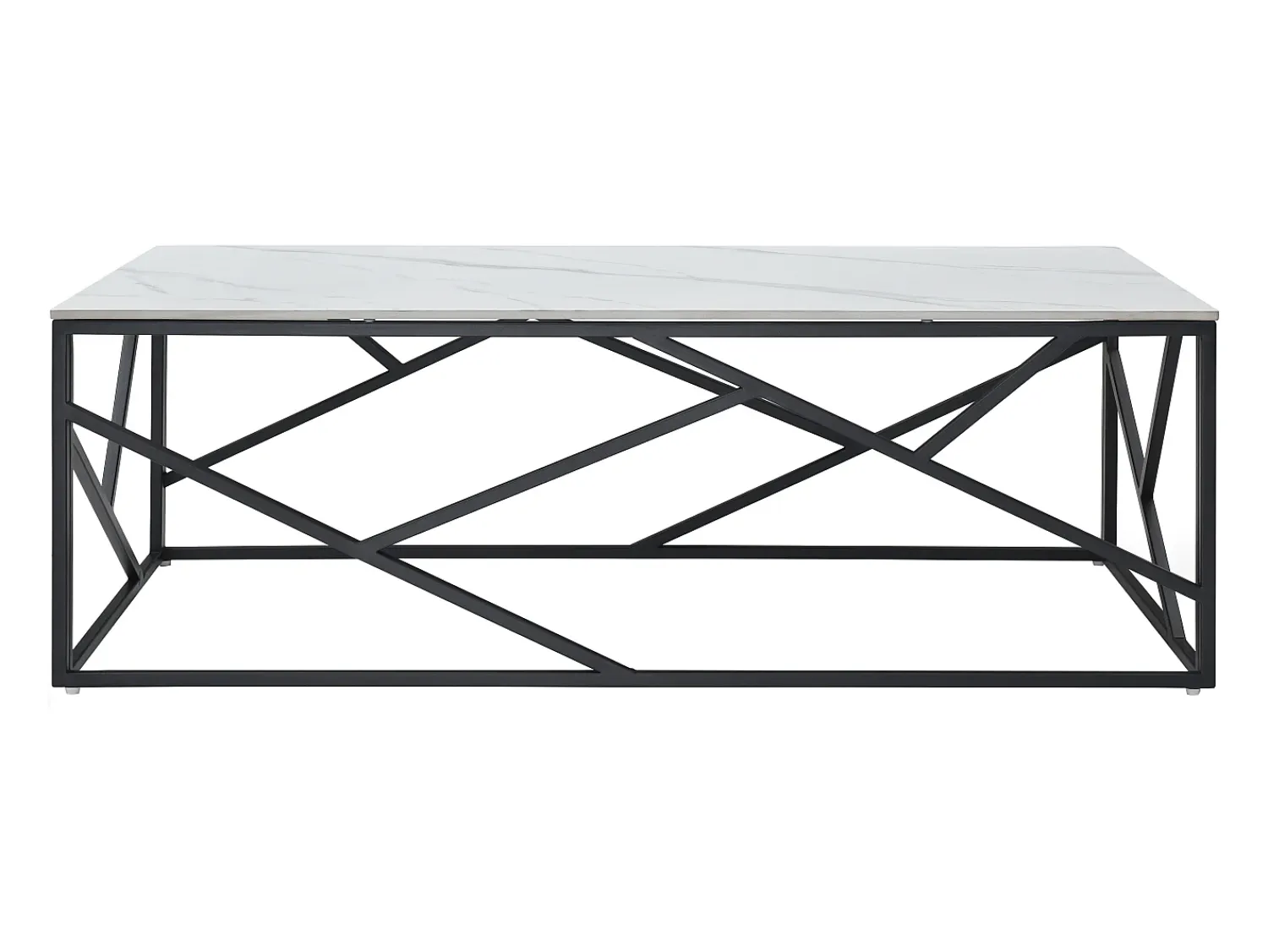 Mesa De Centro|Vente-unique Mesa de centro em cerâmica e metal - Efeito mármore branco e preto - MELRONE Preto / Branco