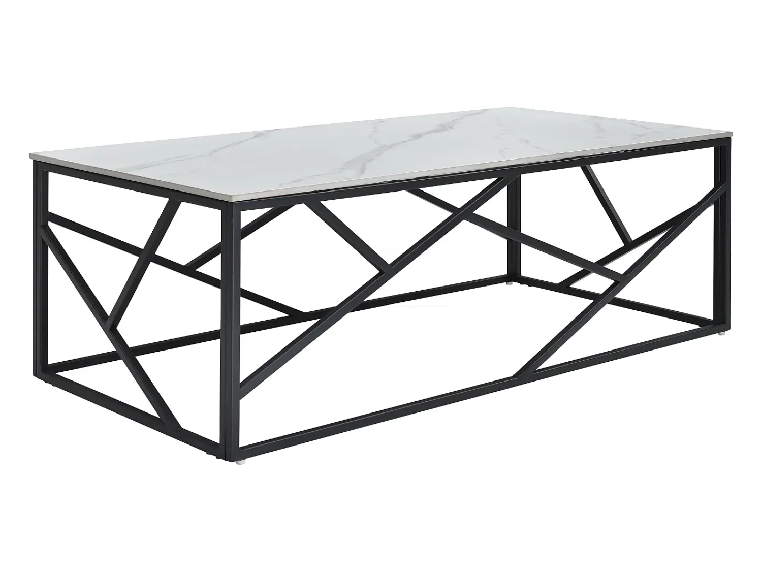 Mesa De Centro|Vente-unique Mesa de centro em cerâmica e metal - Efeito mármore branco e preto - MELRONE Preto / Branco