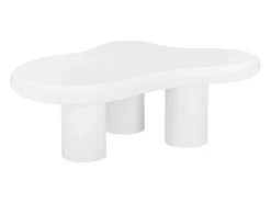 Mesa de centro em forma de nuvem irregular - Mesa de centro branca com tampo em MDF e base em feltro - 97x67x32cm^ Mesa De Centro