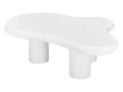 Mesa de centro em forma de nuvem irregular - Mesa de centro branca com tampo em MDF e base em feltro - 97x67x32cm^ Mesa De Centro