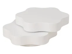 Clearance ModernLuxe Mesa de centro em forma de flor 74,8×67,5×31 cm - Tampos giratórios 360° - Branco